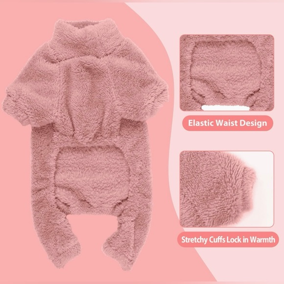 Small pink fleece dog sweater - Picture 4 of 9